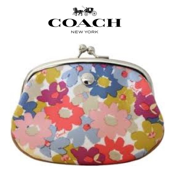 COACH f60270 PEYTON FLORAL COIN PURSE BAG NWOT FLOWER PASTEL RARE - Picture 2 of 8